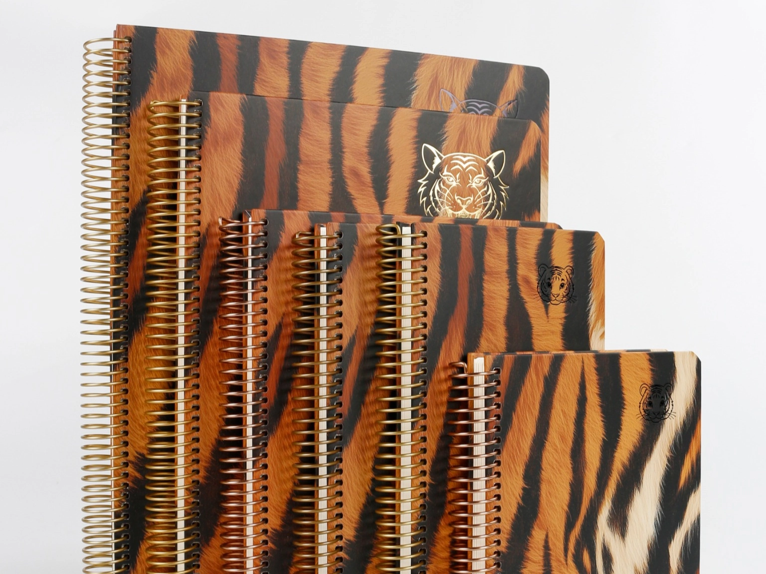 Tiger-stripe pattern notebook collection in multiple formats Tiger-stripe pattern notebook collection in multiple formats
